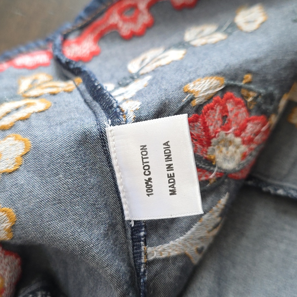 NEW Elizabeth James Denim Embroidered Frannie Midi Skirt Western Cowgirl, Sz M - Picture 9 of 12